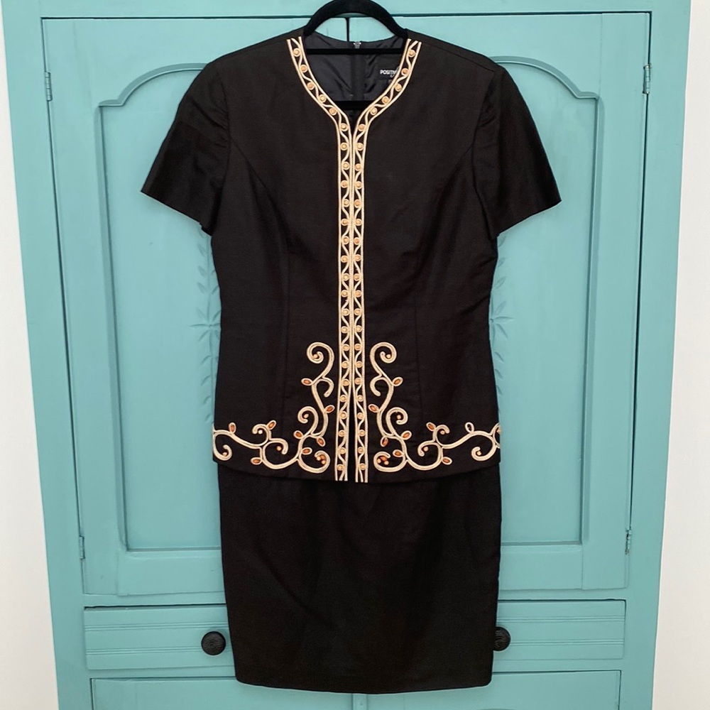 Positive Attitude Black with Embroidered Details Dress. Size 8